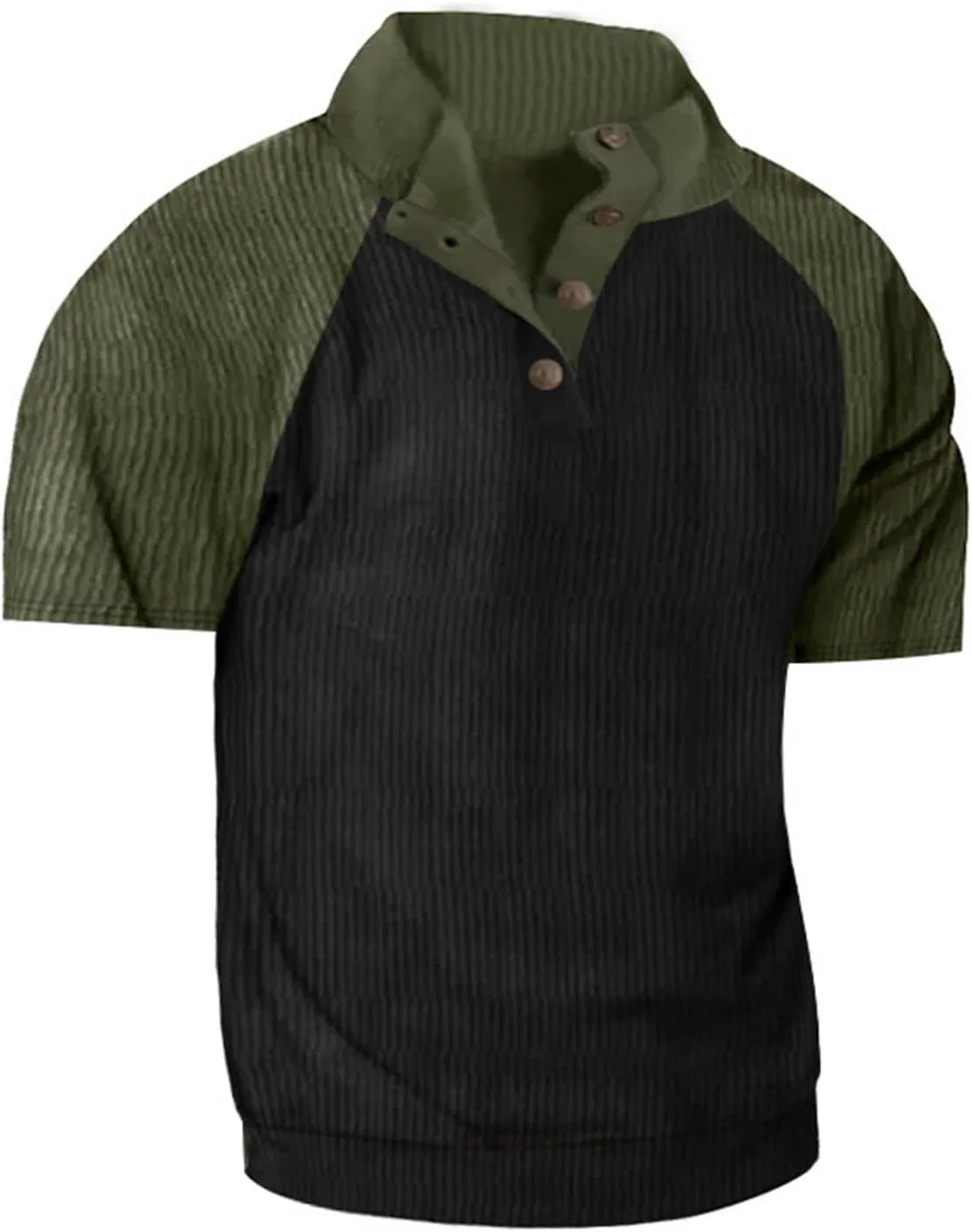 Мужская свободная рубашка с коротким рукавом Corduroy, Army Green — фото 2