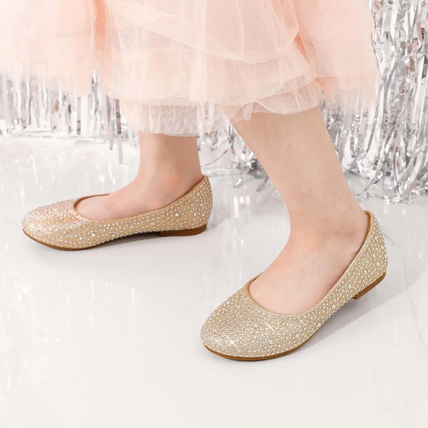 Детские балетки для девочек DREAM PAIRS, Shine-Gold — фото 2