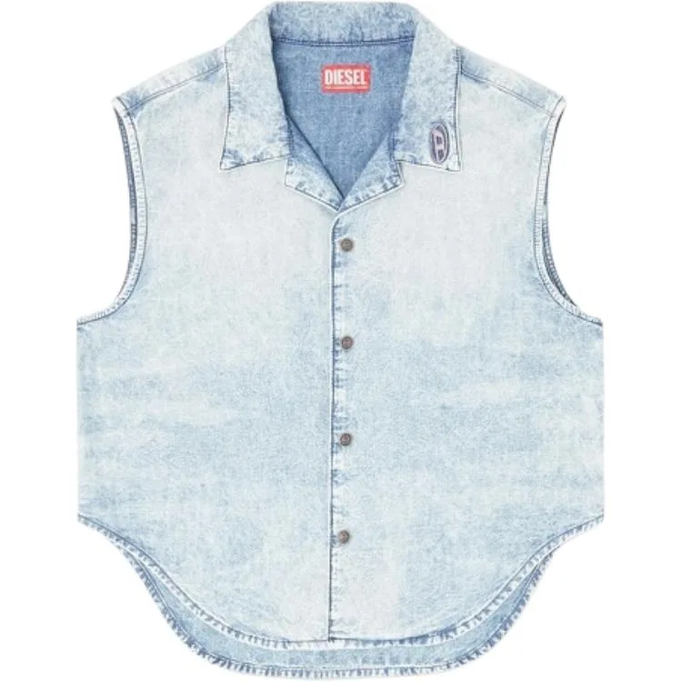 Женская рубашка с квадратным воротником Light Blue DIESEL, Light Blue — фото 3