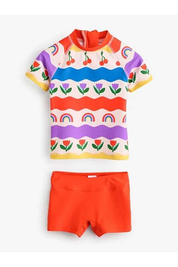 Детский комплект для плавания с принтом Rainbow Patterned Sun Protection Swimsuit Set Next Baby, Multicolor — фото 3