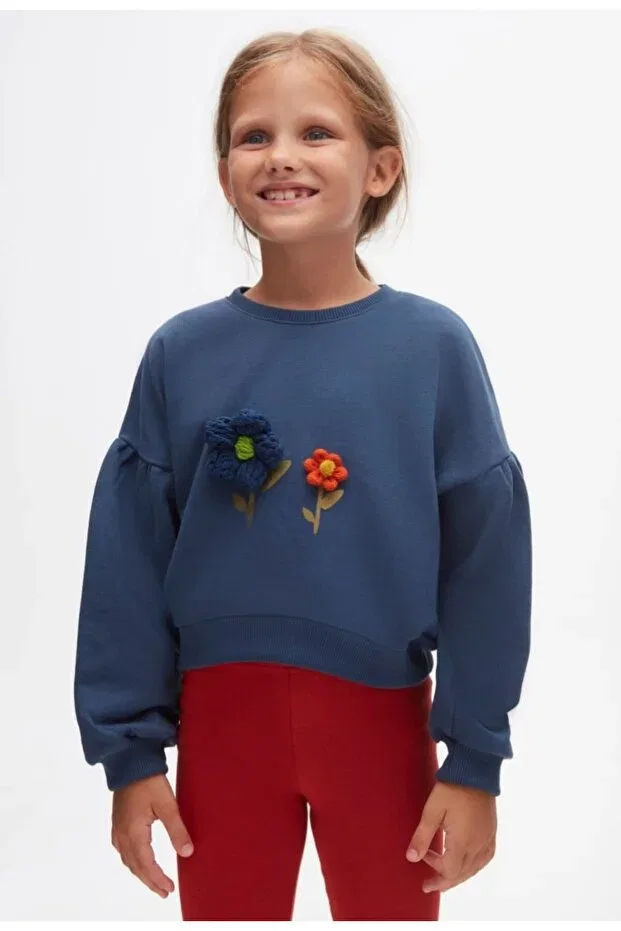 Детские свитшот для девочек с принтом Nk Kids, Indigo