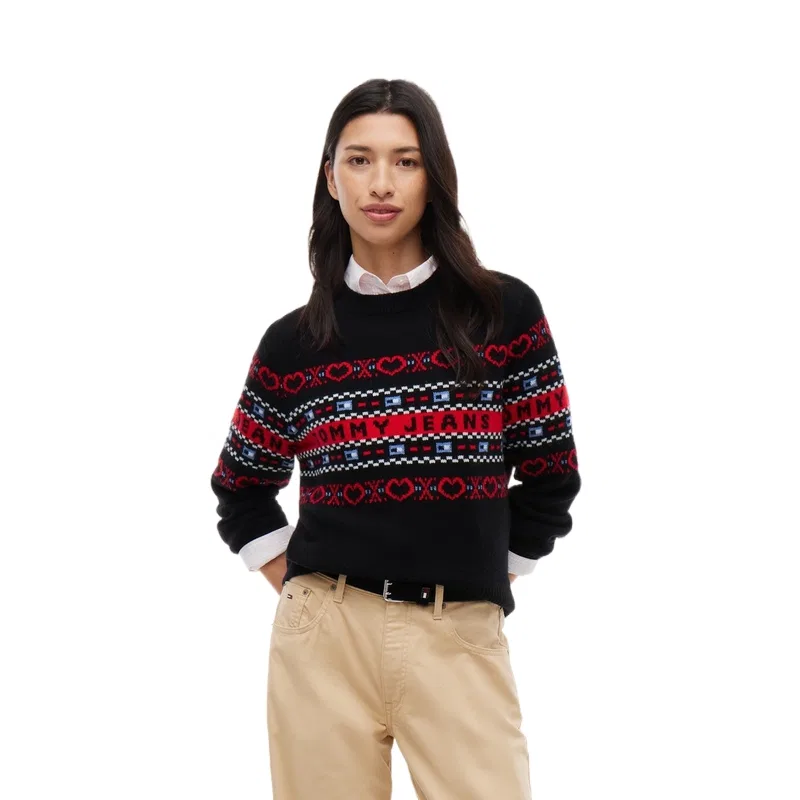 Женский свитер с круглым вырезом Black BDS Tommy Hilfiger, Black BDS