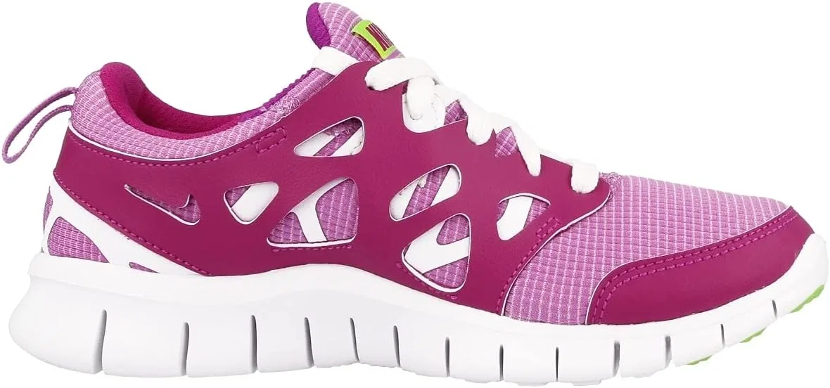 Детские кроссовки для бега с принтом Nike Free Run 2 Nike, Fuchsia Glow Key Lime Flash White — фото 2