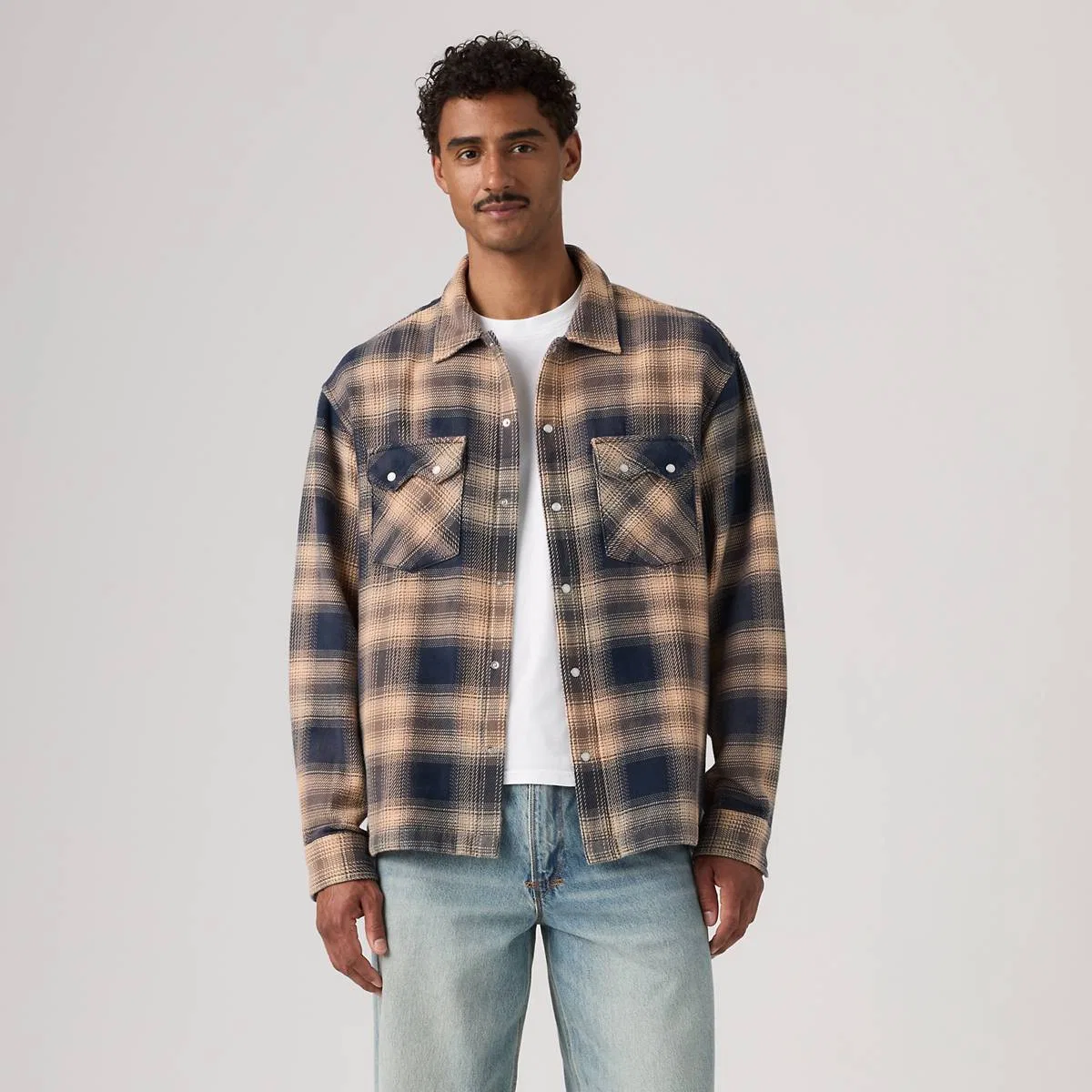 Свободная фланелевая рубашка в западном стиле с длинными рукавами Levi's, Pier 89 Plaid Blue/Cream - Multi-Color — фото 3