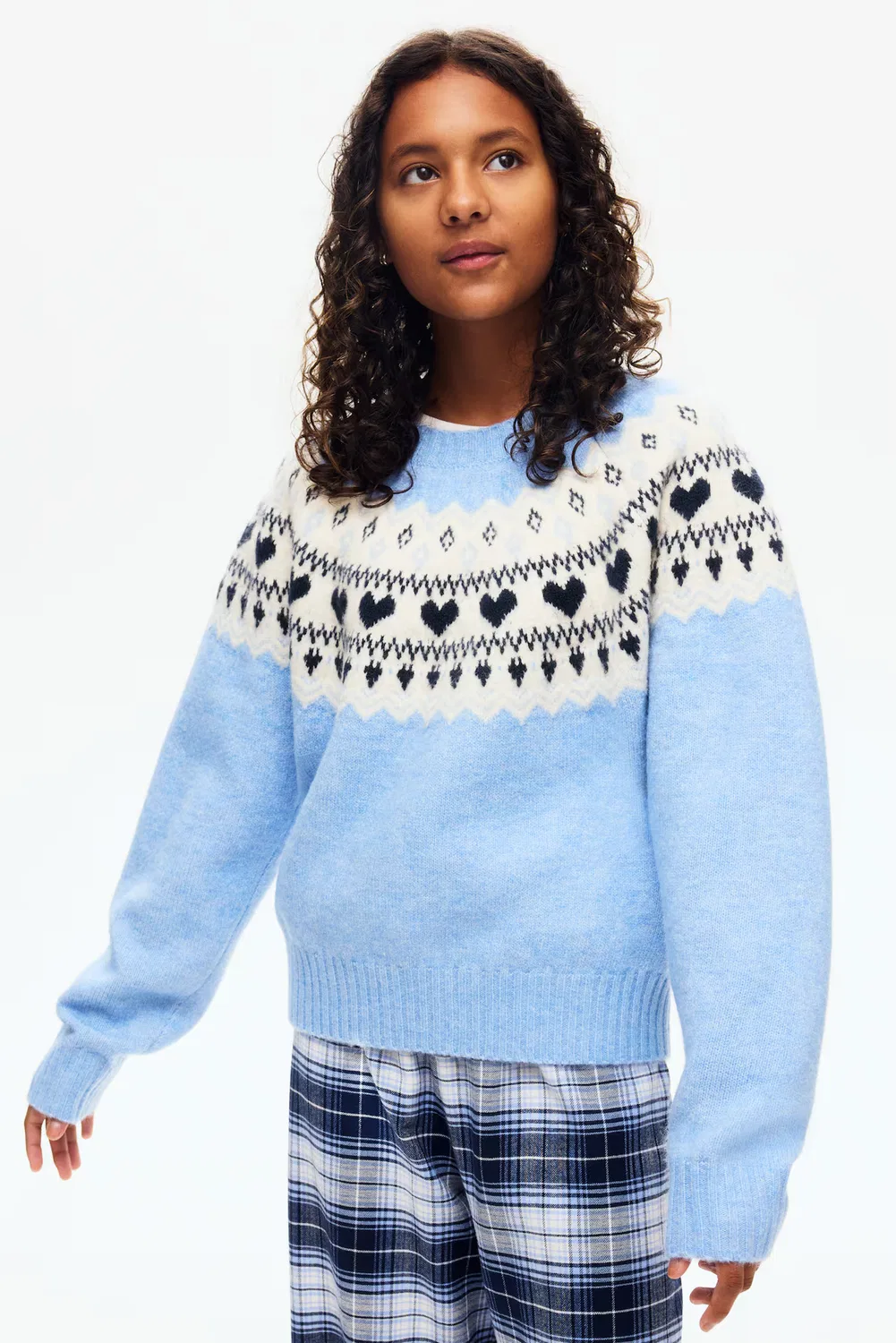 Свитер из жаккардовой вязки H&M, Hellblau/Hellbeige