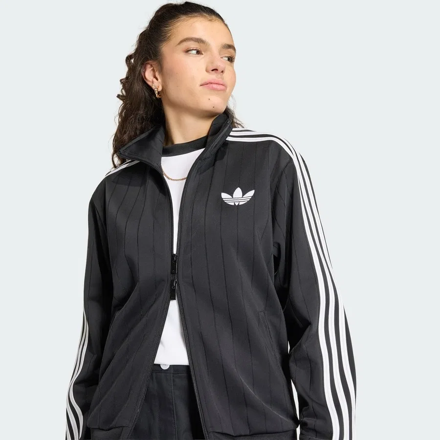 Женский спортивный свитшот с принтом Pinstripe Firebird, adidas Originals, Черно-белый — фото 4