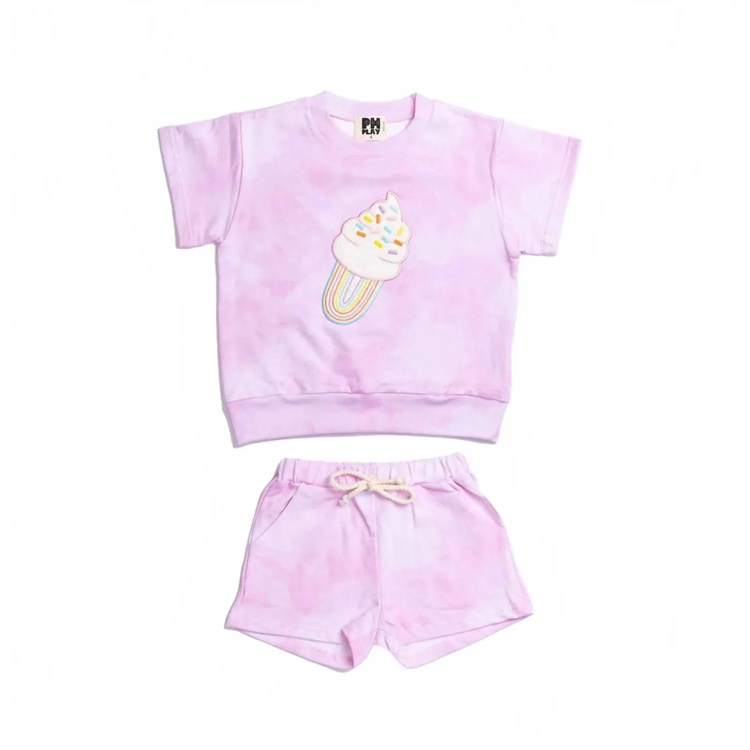 Детская футболка с коротким рукавом с принтом мороженого Kids Ice Cream Set Petite Hailey, Pink Violet — фото 3