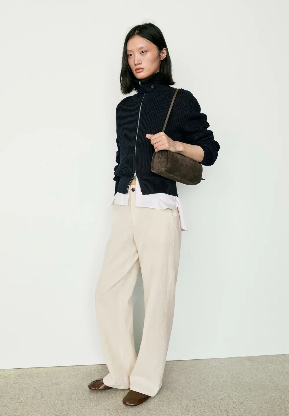 Кардиган из 100% хлопка с высоким воротником Massimo Dutti, Dark Blue — фото 4