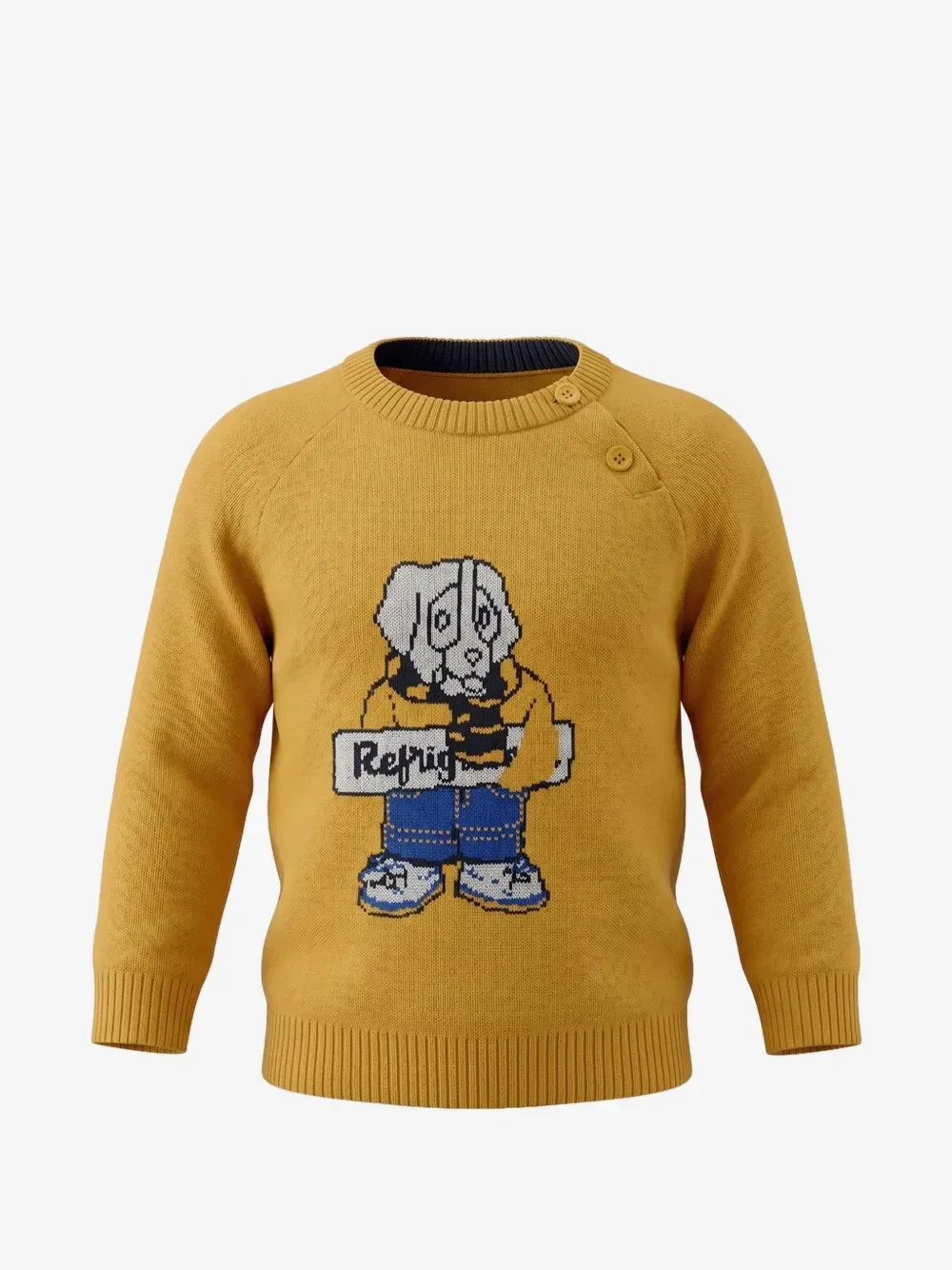 Свитер с пуговицами связанный в технике интарсии REFRIGIWEAR KIDS, желтый