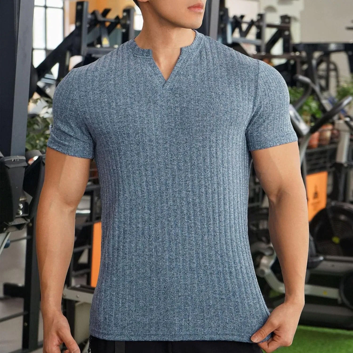Мужская легкая футболка с коротким рукавом Slim Fit, Light Blue — фото 2