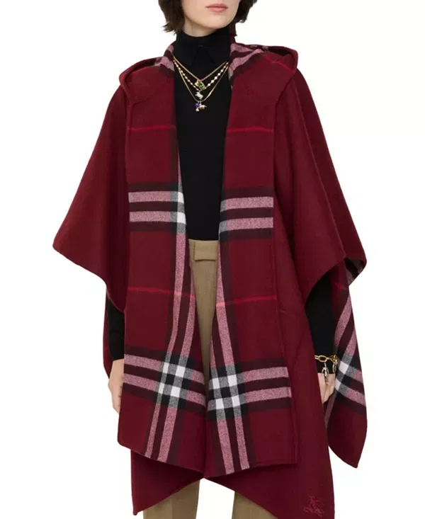 Женская накидка с капюшоном из кашемира Burberry, Oxblood Red