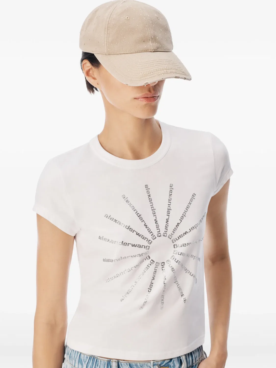Футболка Pinwheel белая с кристаллами Alexander Wang, белый — фото 2