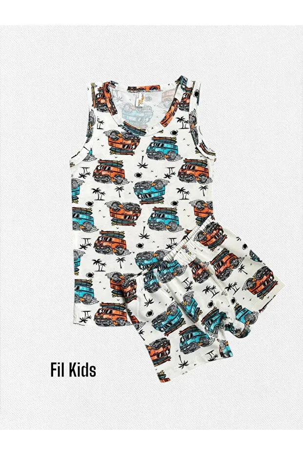 Детский комплект для мальчиков с принтом Minibus Palm Elmas Kids, White
