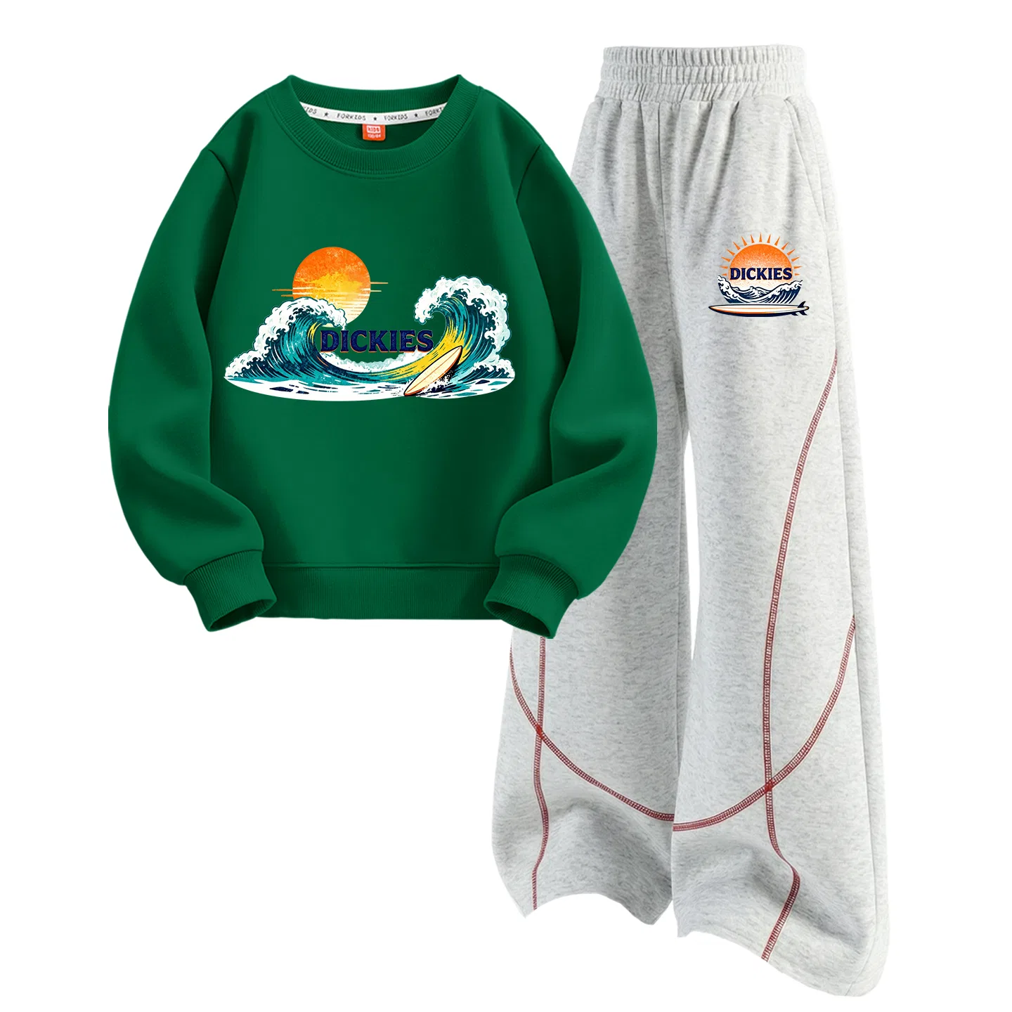 Детский спортивный комплект с принтом Surfing Day Retro Green+Surfing Day K White Heather Gray, Dickies