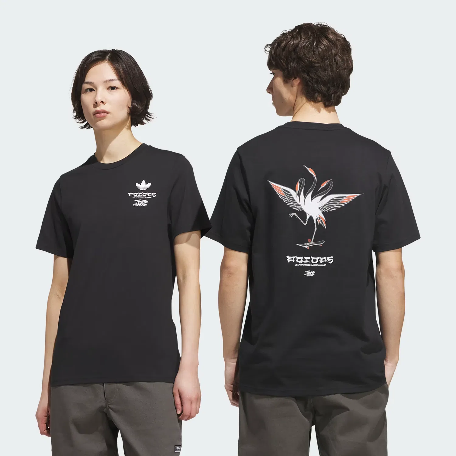 Футболка с коротким рукавом Skateboarding x Temple of Skate Crane Adidas Originals, черный/белый — фото 2