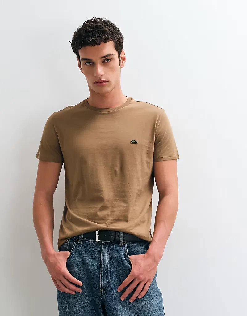 Футболка Lacoste с коротким рукавом и логотипом, коричневый — фото 3