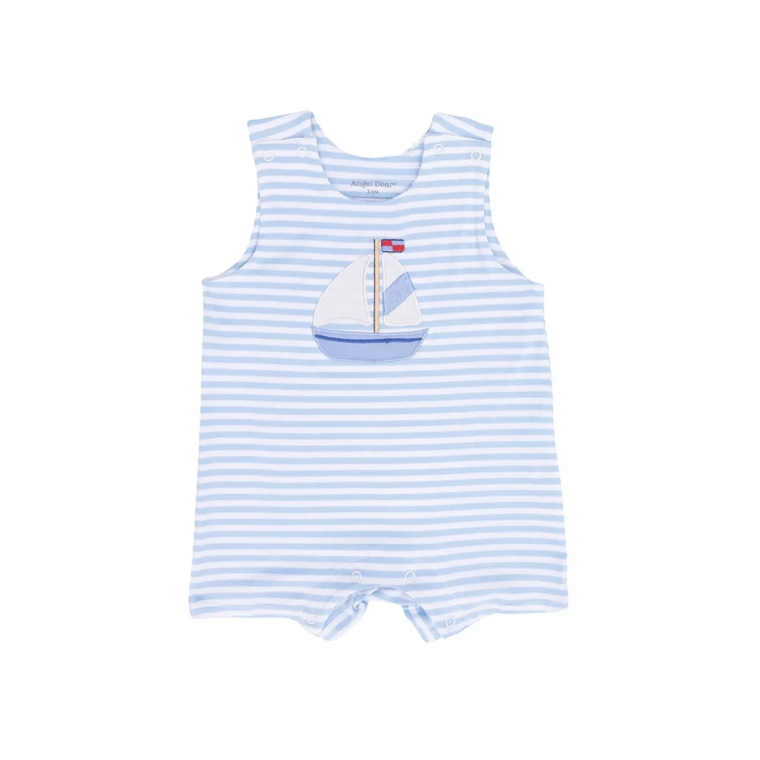 Детский комбинезон для мальчиков из бамбука с полосатым принтом Bubbly Sailboat Stripe Jonjon Angel Dear, синий — фото 2
