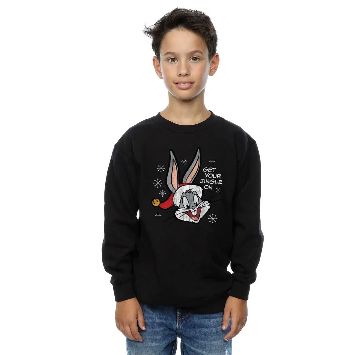 Свитшот с принтом Bugs Bunny Christmas Looney Tunes, Black