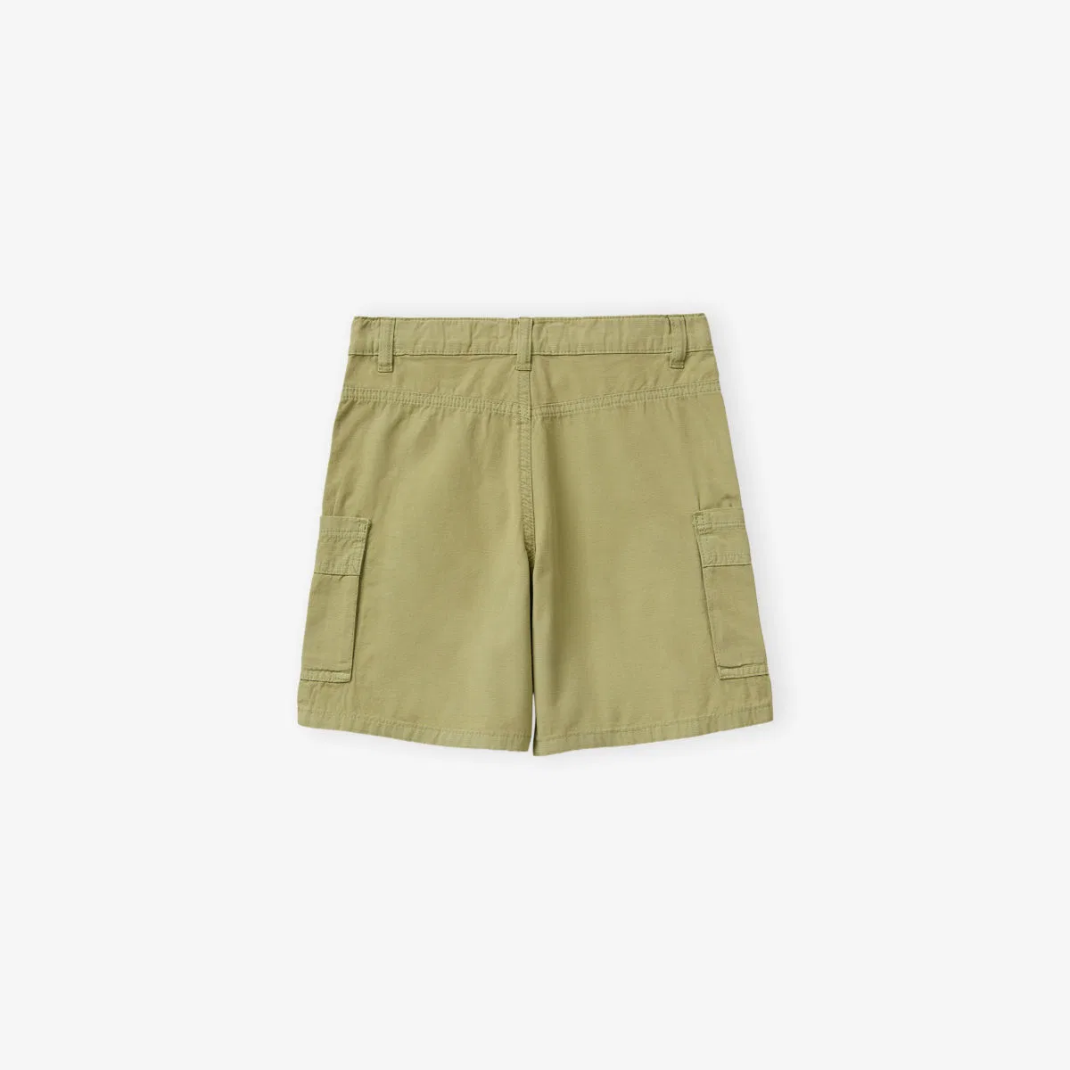 Хлопковые шорты прямого кроя с накладными карманами, размер 6-13 лет Benetton, зеленый — фото 3