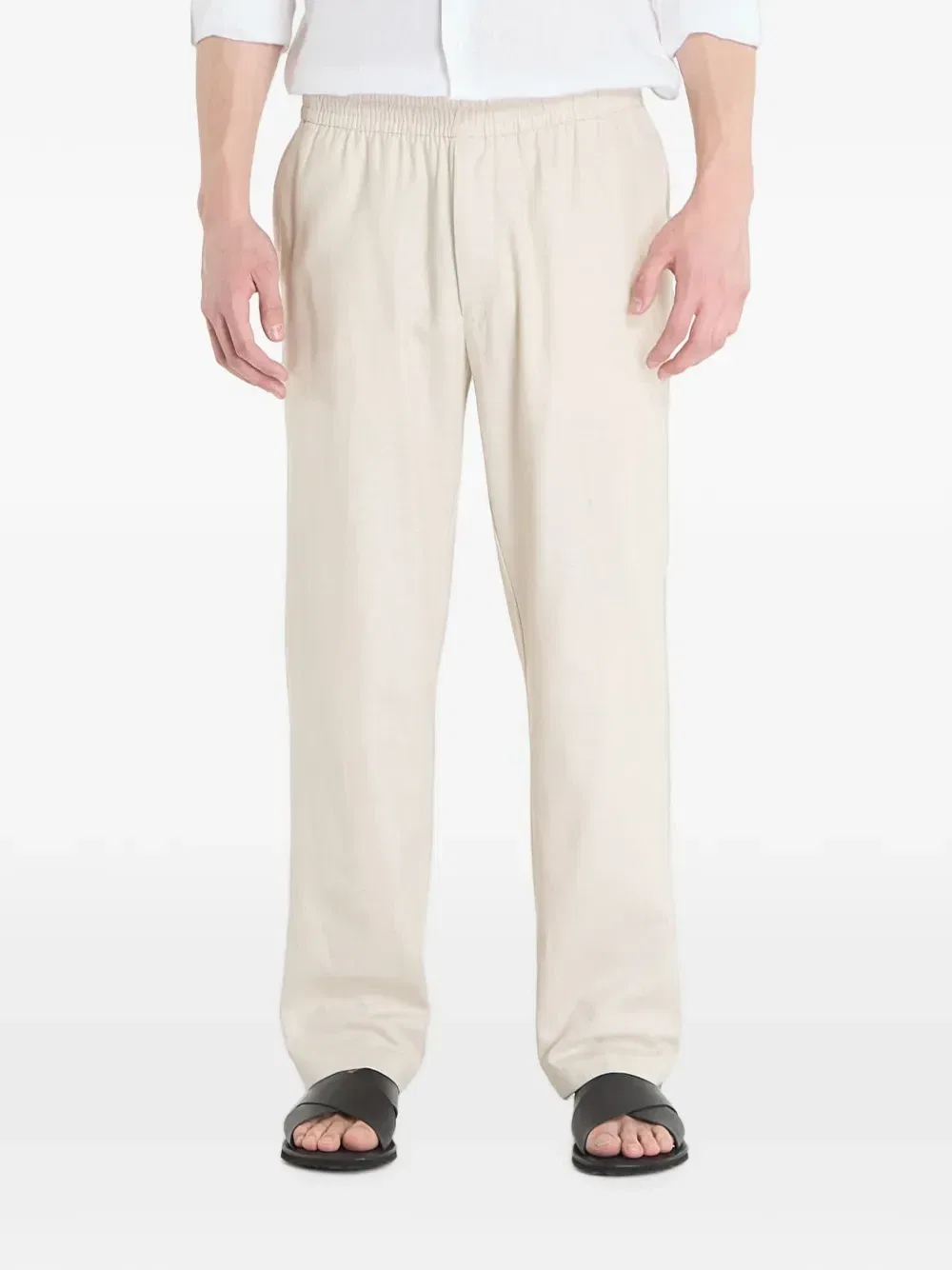 Прямые льняные брюки Calvin Klein, бежевый — фото 3
