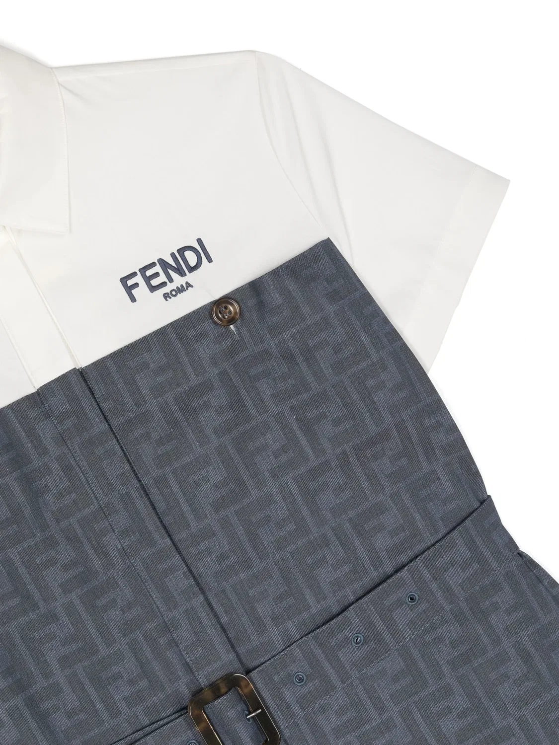 Платье-рубашка из хлопка с жаккардом FENDI, темно-синий — фото 2