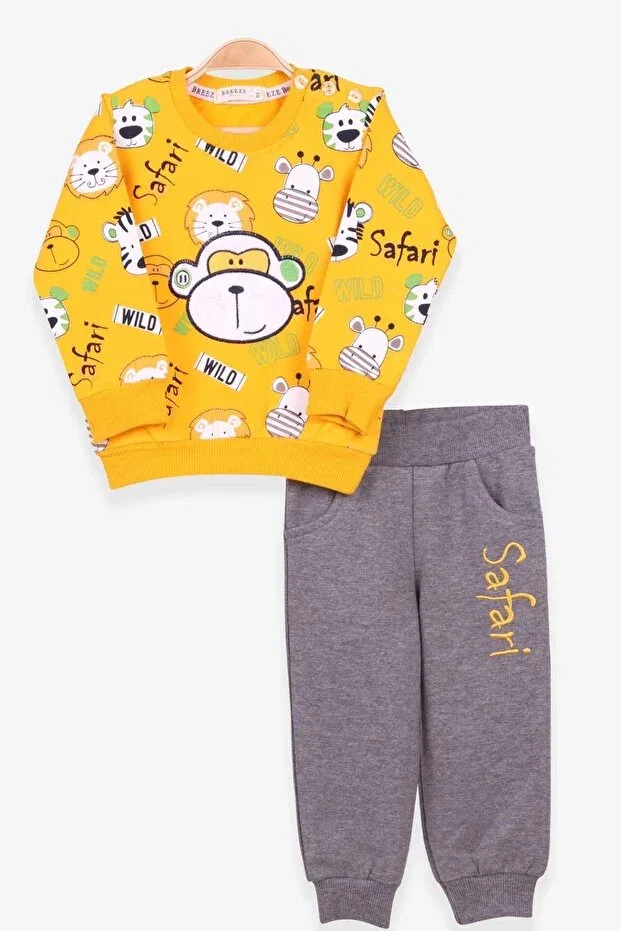 Детский спортивный костюм для мальчиков с принтом Monkey Embroidery Breeze, Yellow