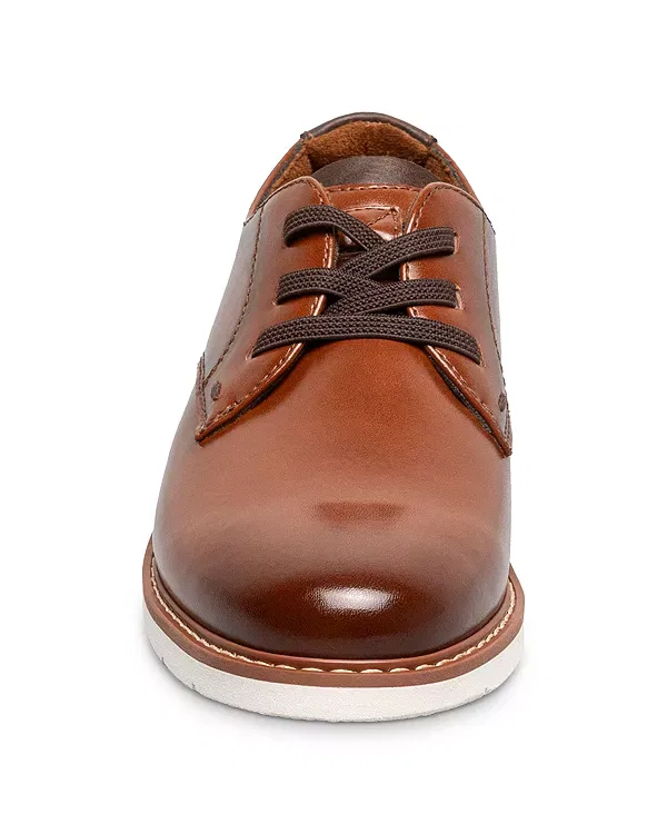 Детские классические туфли для мальчиков на эластичных шнурках Vibe Plain Toe Oxford Florsheim Kids, Cognac — фото 2