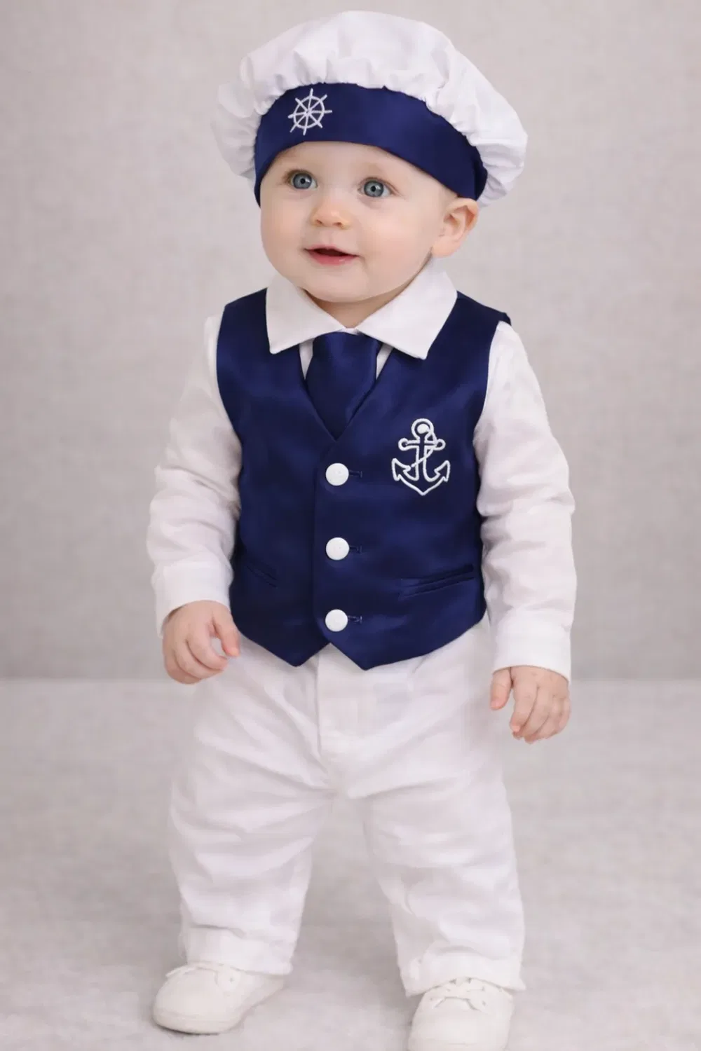 Костюм для крещения из 4 предметов Navy Vivaki, White — фото 2