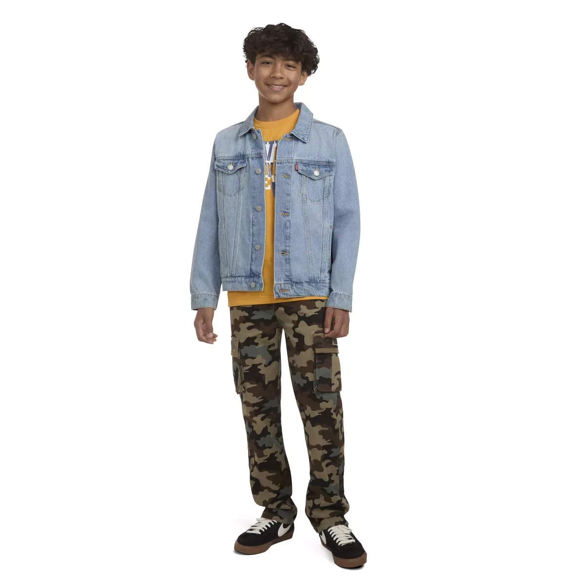 Детское джинсовое пальто для мальчиков с отложным воротником Levi's BOYS BOTTOMS, Light Wash — фото 3