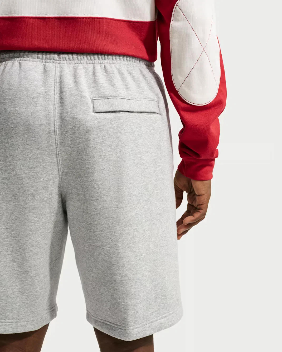 Мужские флисовые шорты Nike Club, Dark Grey Heather/Light Smoke Grey/University Red — фото 3