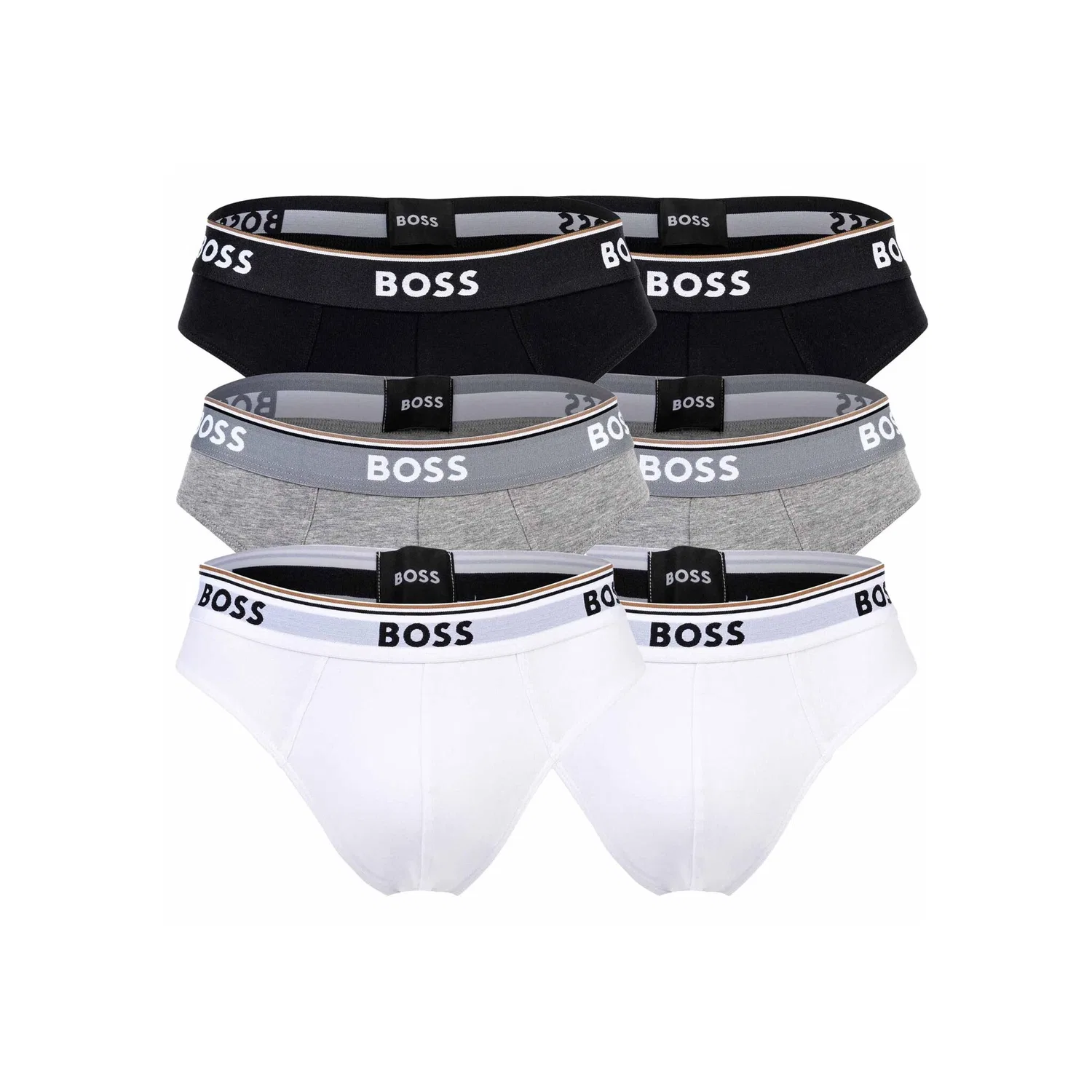 Мужские слипы из хлопка с эластаном BOSS, White/Gray/Black