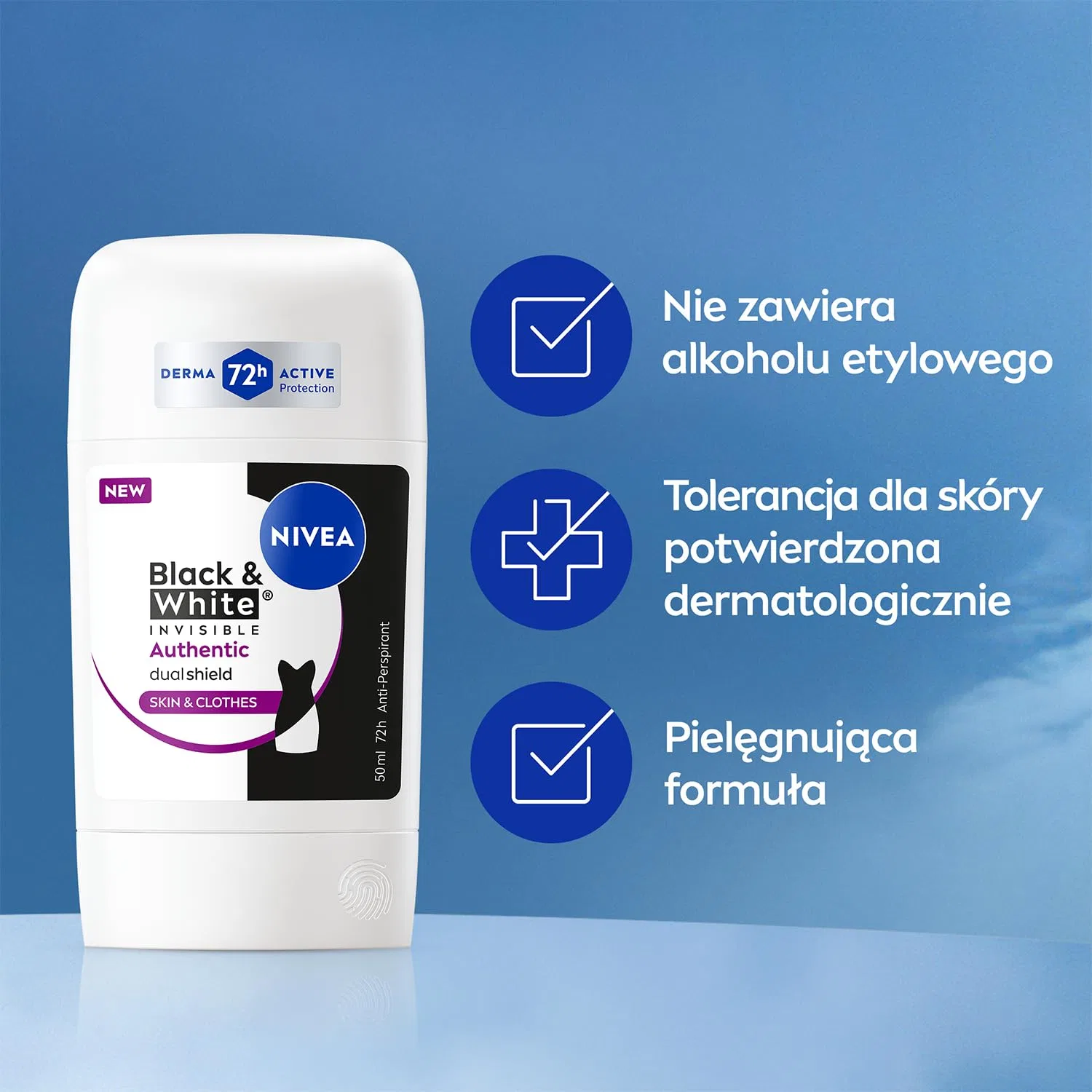 Антиперспирант-стик NIVEA Black&White Authentic Frisch 50 мл — фото 4