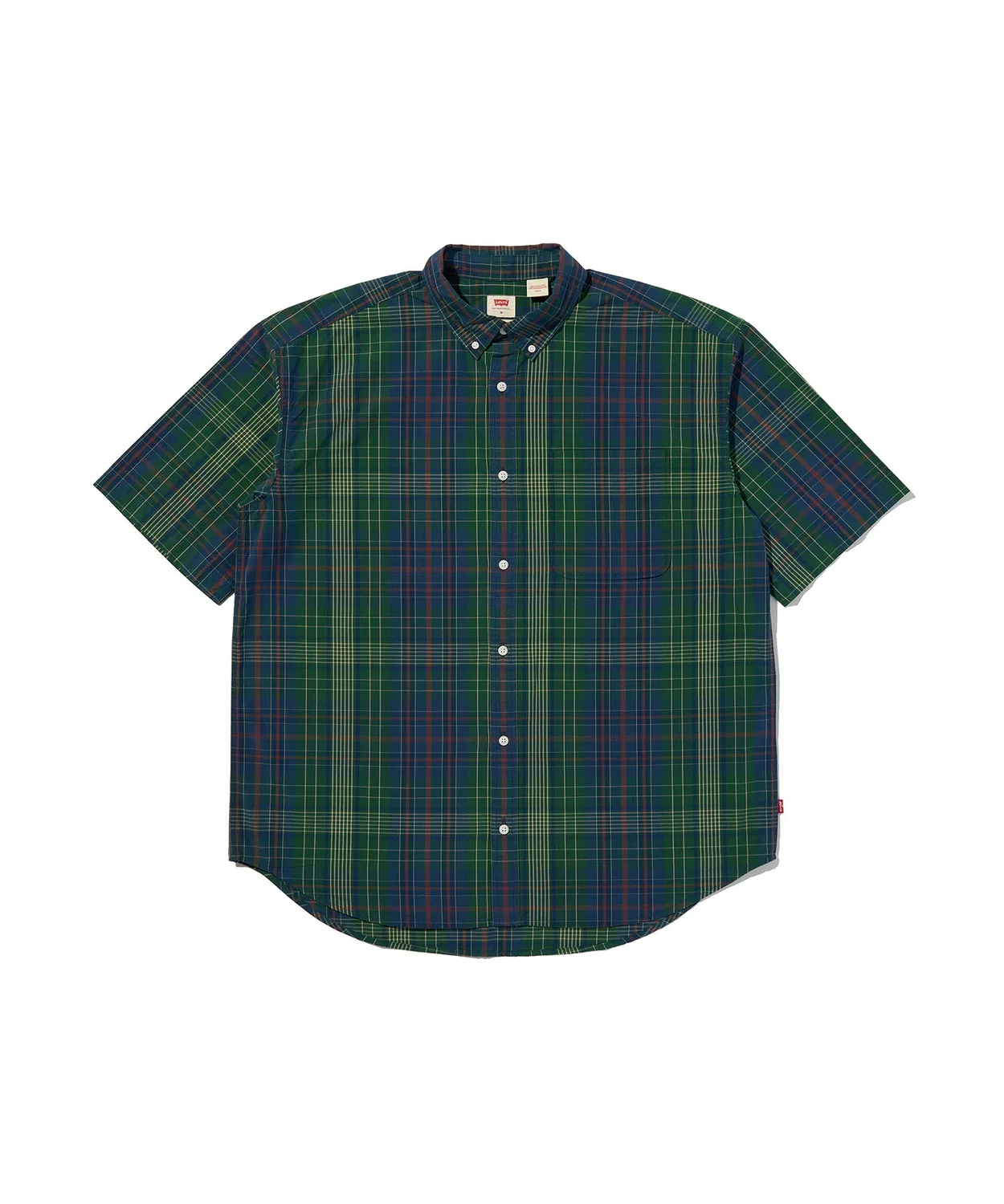 Мужская свободная рубашка с коротким рукавом, хлопковая, модель Rome Levi's, Green — фото 4