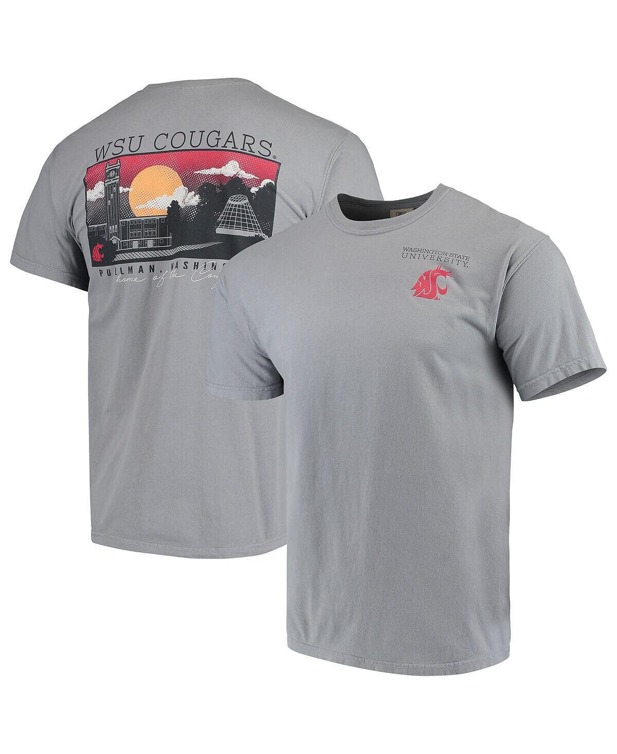

Мужская серая футболка washington state cougars team comfort colours campus scenery Image One, серый