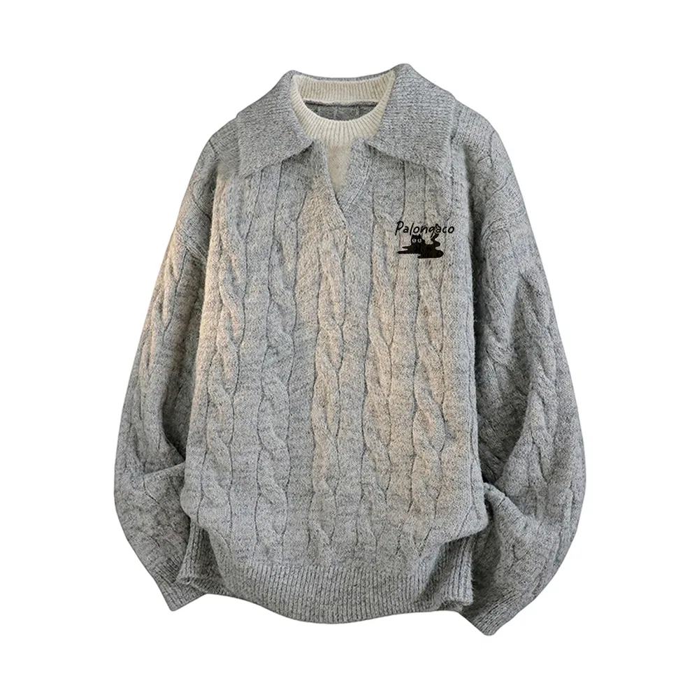 Детский свитер с лацканом Knitwear Unisex Lapel Moderate PAL ONGACO, Light Gray
