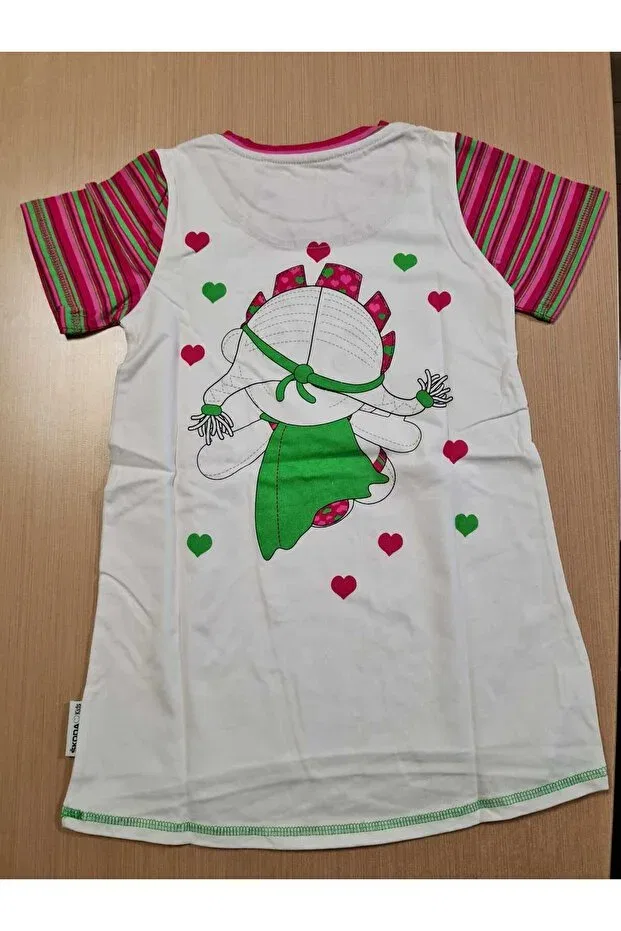 Детская футболка для девочек хлопковая Skoda, White Pink Green