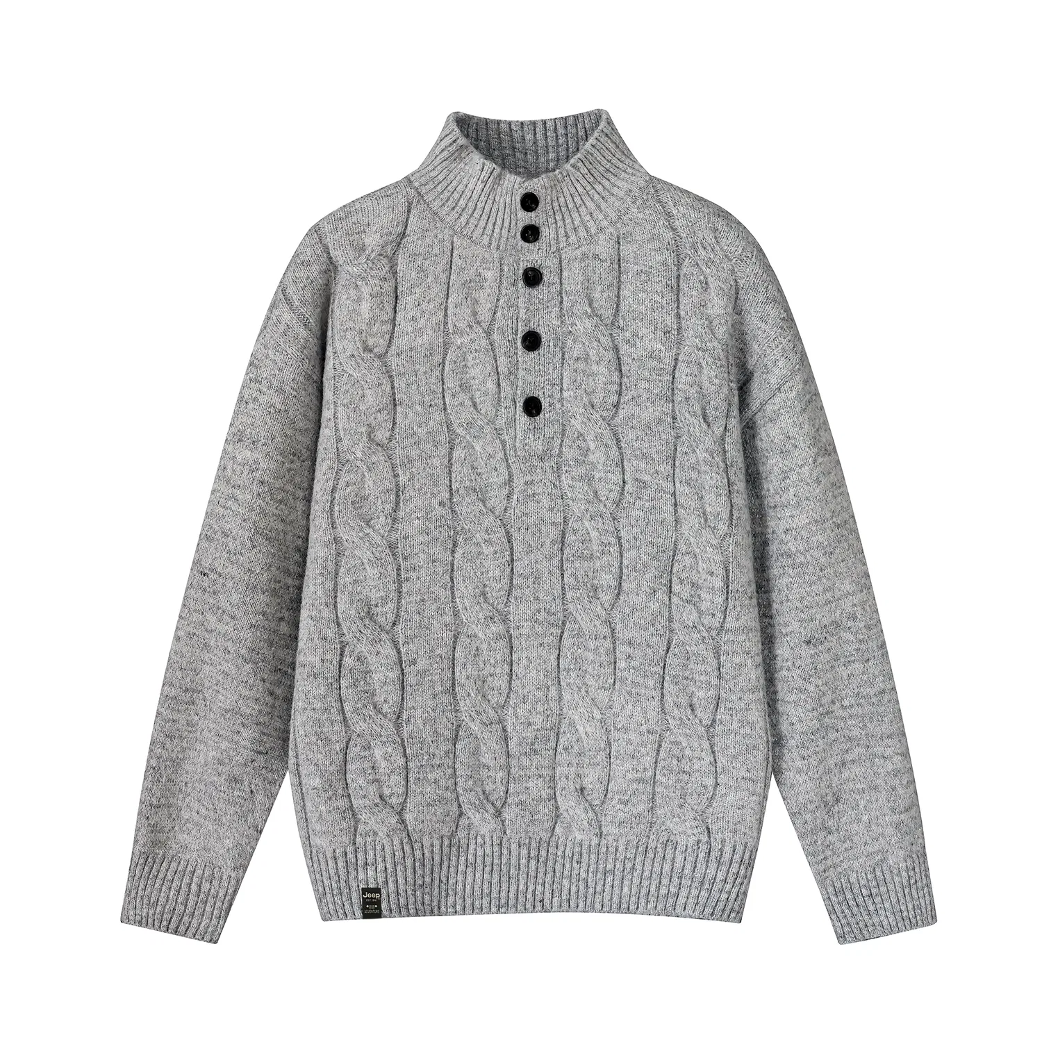 Детский свитер с воротником-стойкой Jeep, прямой крой, Light Gray