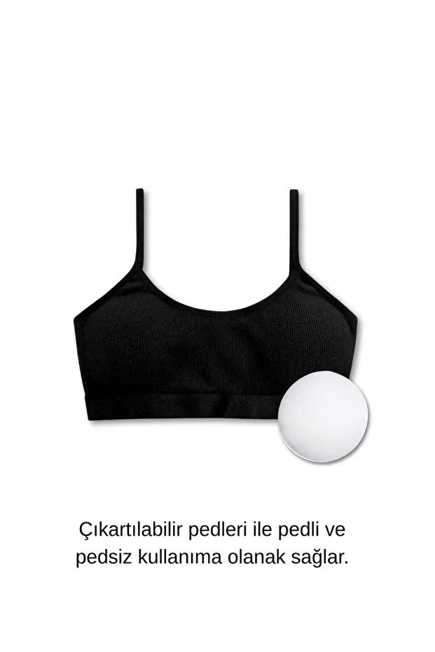 Детское для девочек топ-бра хлопковый с бретелью Panfilia, Black-Black