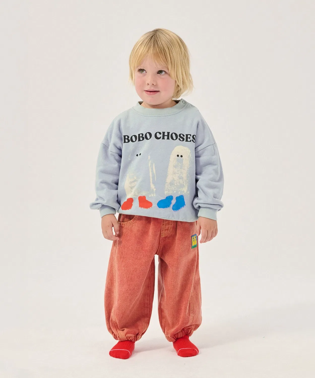 Детский свитшот с длинным рукавомBOBO CHOSES Monster Kodomo Beams, Сакс Блю — фото 3