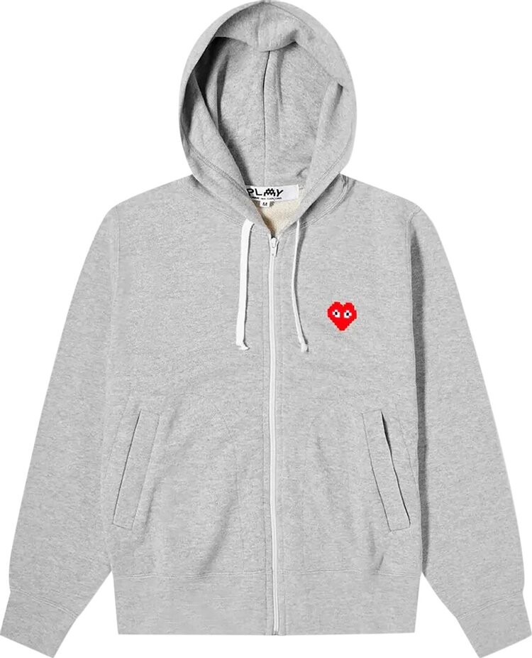 

Толстовка Comme des Garçons PLAY x Invader Heart Zip Up Hooded Sweatshirt 'Grey', серый