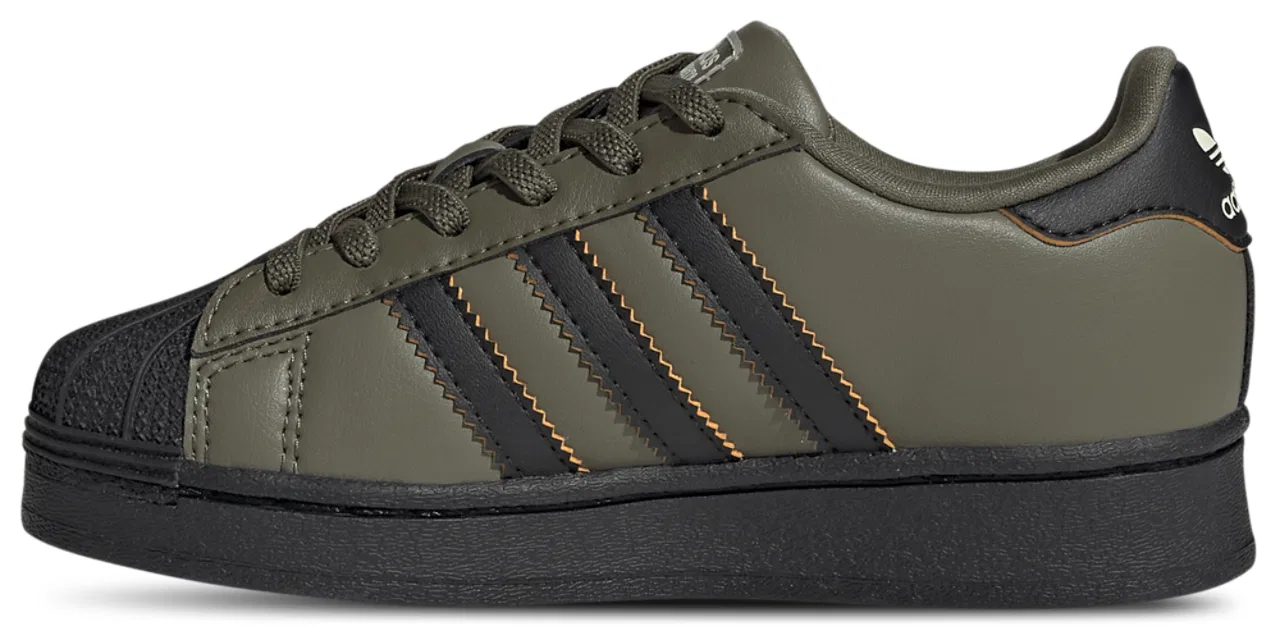 Детские кроссовки для мальчиков со светящимися элементами Superstar LED adidas, Silver Pebble Olive Strata Core Black — фото 2