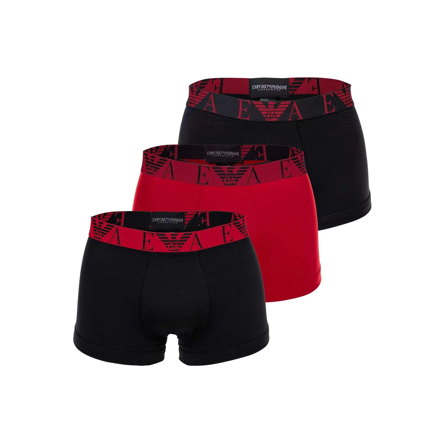 Мужские боксеры с монограммой Emporio Armani, Black/Red/Black