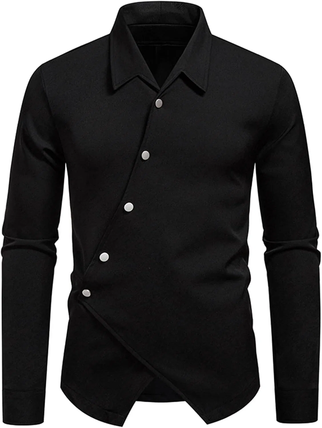 Мужская рубашка на пуговицах с длинным рукавом, Slim Fit, чёрный