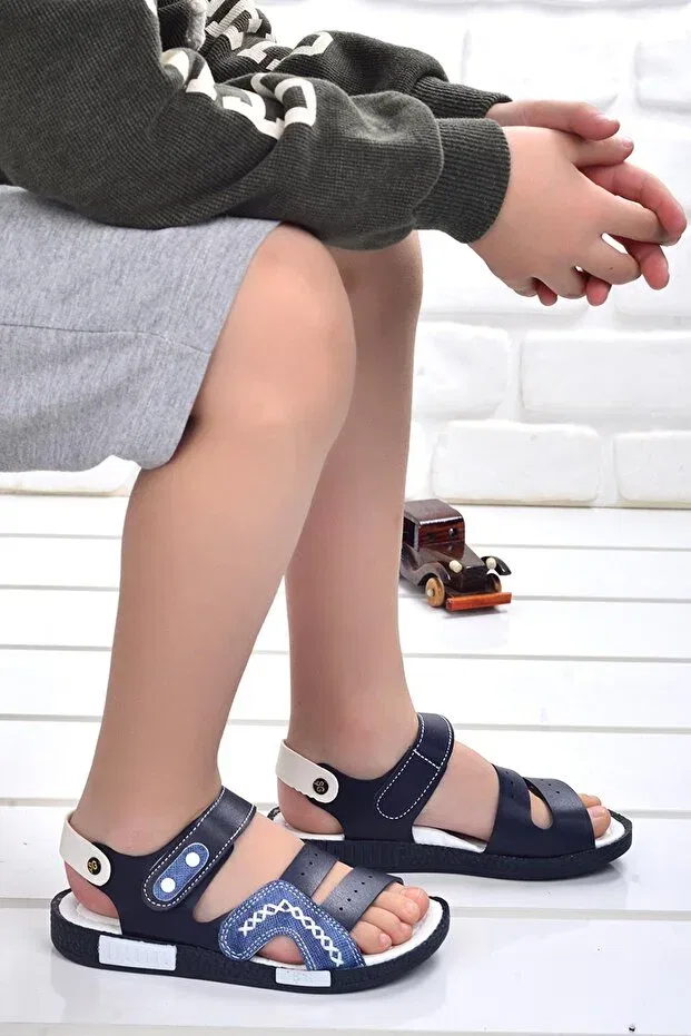 Детские сандалии для мальчиков Kiko Kids, Black - Blue — фото 3