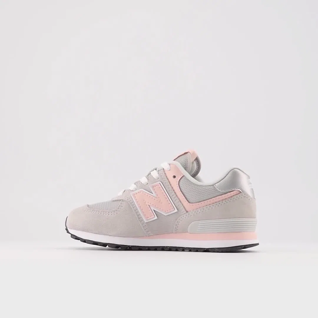 Детские кроссовки на шнуровке 574 Core Lace New Balance, Rain Cloud With Pink Haze — фото 3