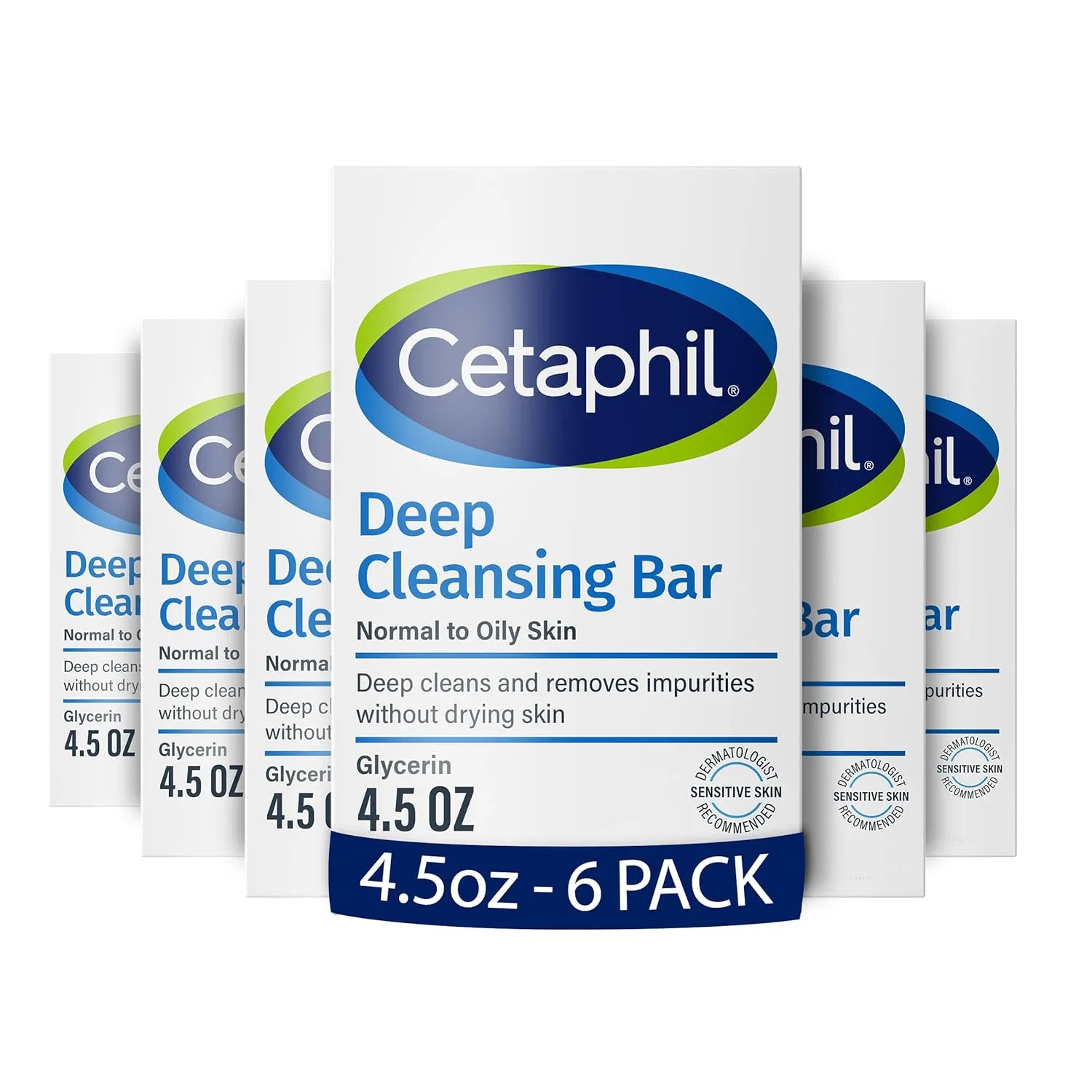 Очищающий брусок для лица и тела, Cetaphil, набор 6 шт, 127 г, Белый