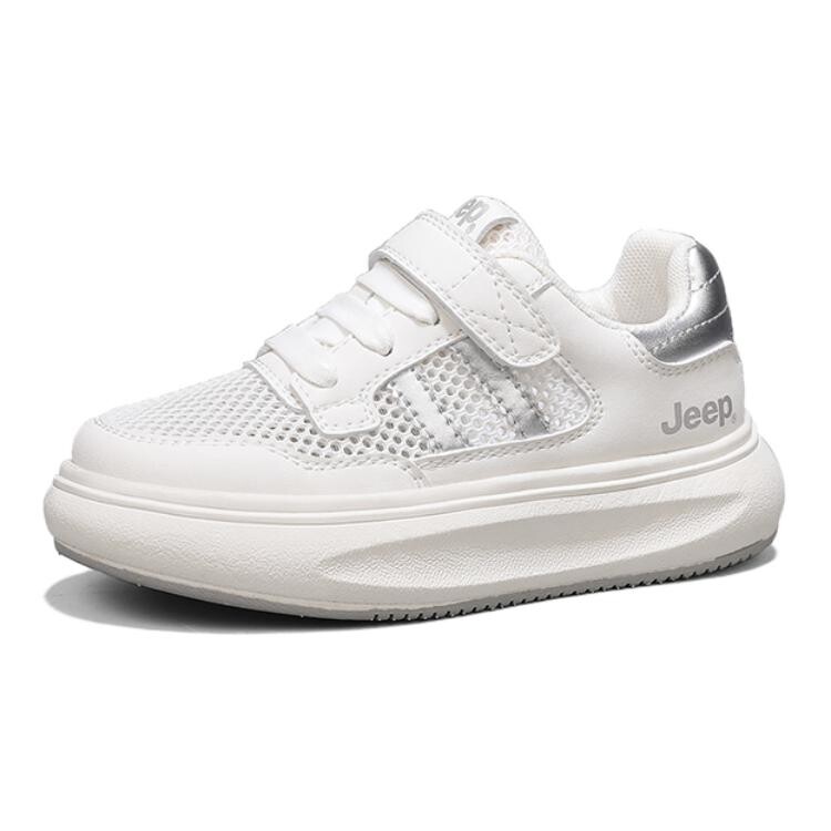 Детские кроссовки для скейтбординга Kids Low-top White/Silver Jeep, белый/серебряный — фото 2