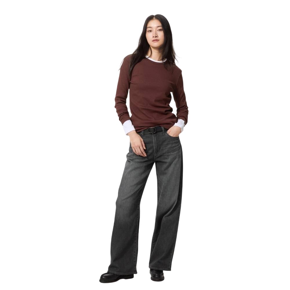 Джинсы  Uniqlo EZY Wide Straight Longer Length, 07 серый