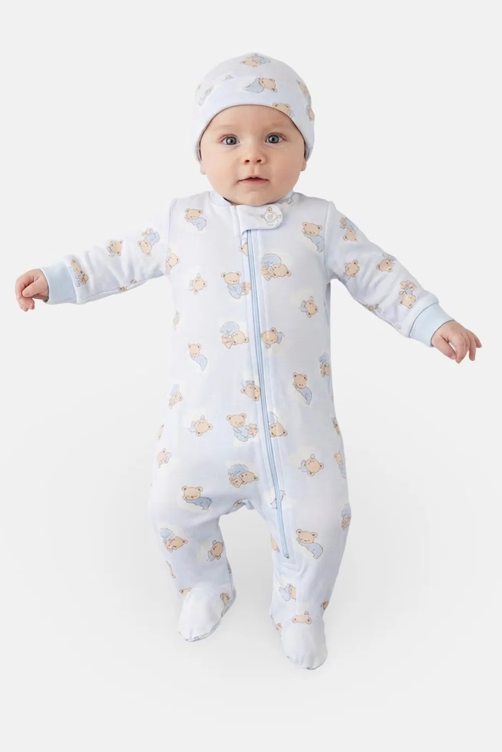Комплект для малышки с принтом из 4 предметов Baby Essentials, голубой