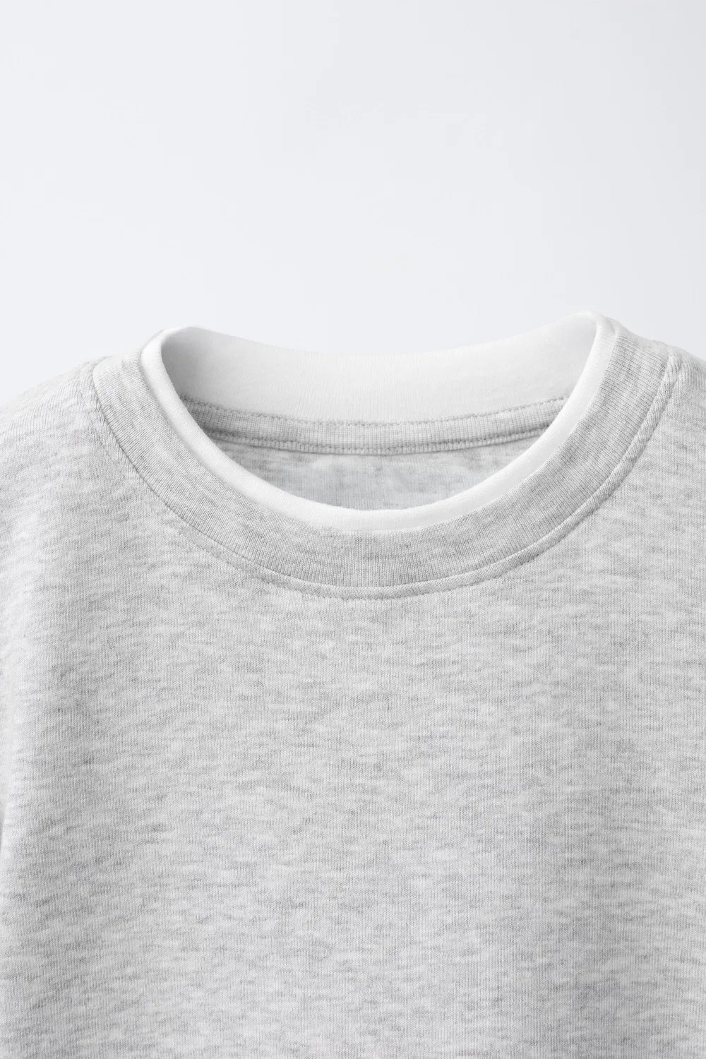 Футболка с двойным вырезом из смеси модала ZARA, Grey Marl — фото 3